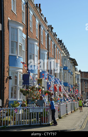 Strandpromenade georgischen Reihenhaus Häuser, Esplanade, Weymouth, Dorset, England, Vereinigtes Königreich Stockfoto