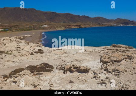 Cabo de Gata, Los Escullos, Playa del Arco, Strand El Arco, Cabo de Gata-Nijar Natural Park. Almeria, Andalusien, Spanien Stockfoto