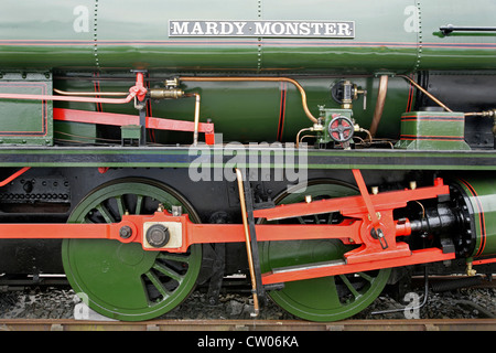 Typenschild und Antriebsräder erhalten Peckett 0-6-0ST OQ Klasse Dampf Lok 2150 "Mardy Monster". Stockfoto