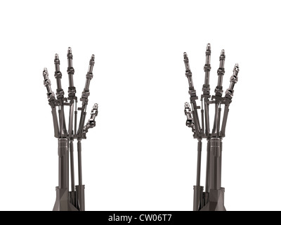 Roboterarme isoliert auf weißem Hintergrund Stockfoto