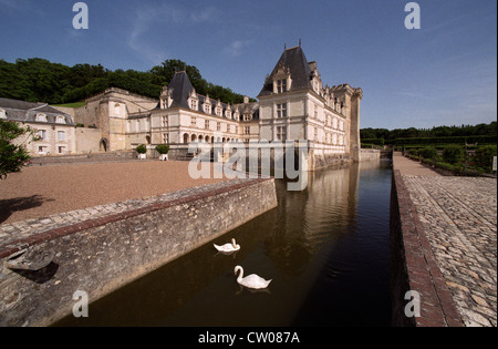 Chateau de Villandry, Loire, Frankreich. Der Renaissance-Küche-Garten auf dem Gelände des Chateau de Villandry, Loire, Frankreich. Stockfoto
