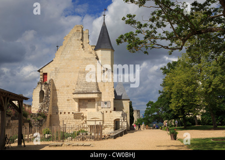 Königlichen Gemächer, Château Chinon, Loire-Tal. Die rekonstruierte königliche Unterkünfte im Chateau du Milieu. Stockfoto