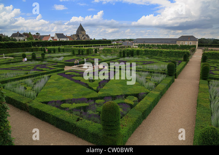 Chateau de Villandry, Loiretal, Frankreich. Der späten Renaissance-Schloss ist berühmt für seine restaurierte Gärten Stockfoto
