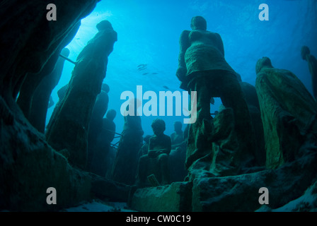 Unterwasser-Skulpturen-Museum in der Nähe von Cancun, Mexiko. Stockfoto