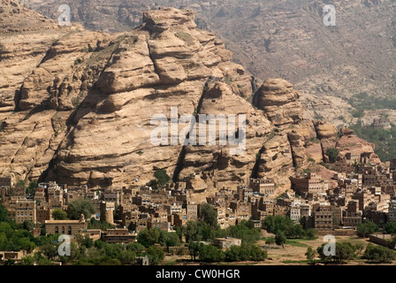 Landschaft des Wadi Dhahr, Jemen, West-Asien, Arabische Halbinsel. Stockfoto