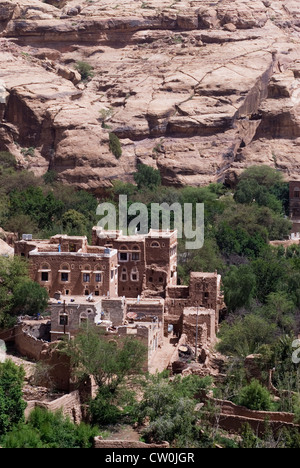 Umgebung von Dar Al Hajar Rock Palast im Wadi Dhahr, Jemen, West-Asien, Arabische Halbinsel. Stockfoto