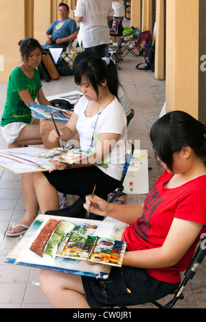 Kunststudenten Malerei, George Town, Penang, Malaysia Stockfoto