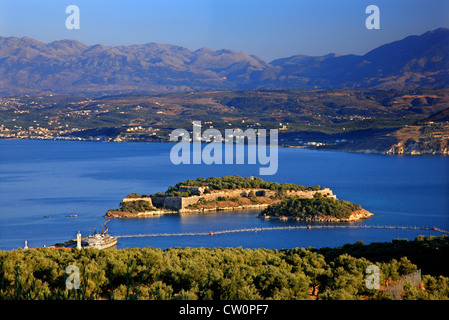 Die venezianische Burg auf der Insel von Souda Bucht von Souda, Chania, Kreta, Griechenland. Stockfoto