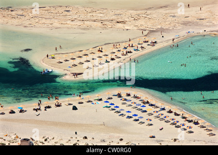 Balos (Gramvousa) Strand an der Norhwest Küste von Kreta Insel in der Präfektur Chania, Griechenland. Stockfoto