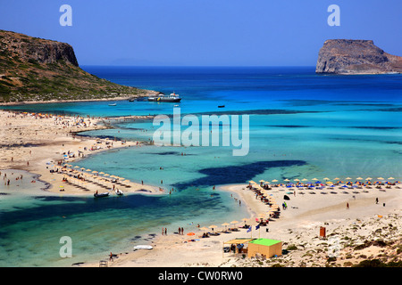 Balos (Gramvousa) Strand an der Norhwest Küste von Kreta Insel in der Präfektur Chania, Griechenland. Stockfoto