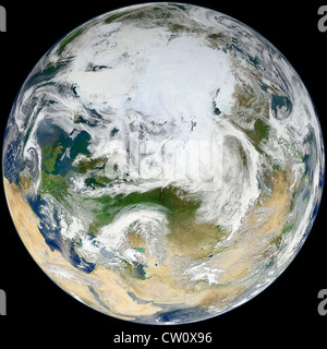 Blue Marble 2012 Earth - arktische Ansicht der Arktis, Europa und Asien. Stockfoto