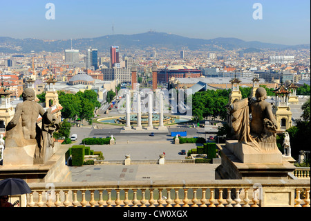 Panoramablick über Barcelona Spanien aus Montjuïc Hügel Europa Katalonien Stockfoto