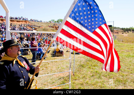 1867 Vertrag von Medicine Lodge Reenactment, Vertrag Pageant Memorial Friedenspark, Medicine Lodge, KS, USA Stockfoto