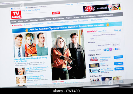 TV Guide-Webseite Stockfoto