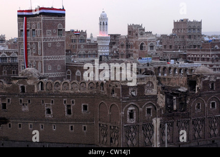 Ansicht der traditionellen Architektur in der Altstadt von Sana ' a, ein UNESCO-World Heritage Site, Jemen, Westasien, Arabische Halbinsel Stockfoto