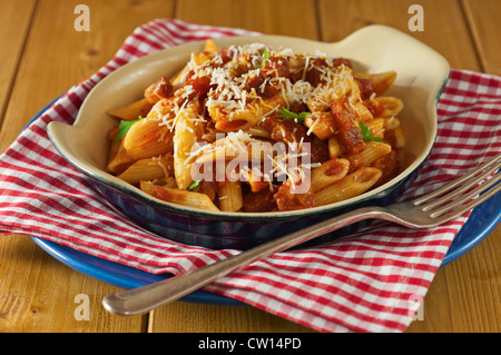 Penne all'Amatriciana italienische Küche Stockfoto