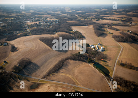 Luftbild der Getreidefelder in Stewartstown, PA Stockfoto