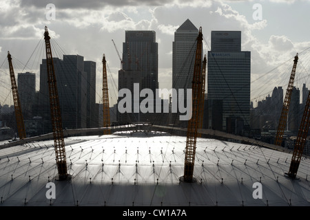 Die O2-Arena gesehen von Emirates-Seilbahn Stockfoto