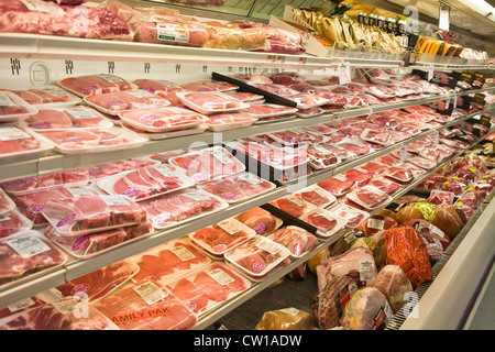 Fleisch-Abschnitt von Lebensmittelgeschäft Boston, Massachusetts, USA Stockfoto