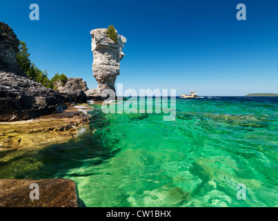 Flowerpot Island Sommer landschaftlich schön, Fathom Five National Marine Park, Ontario, Kanada. Stockfoto