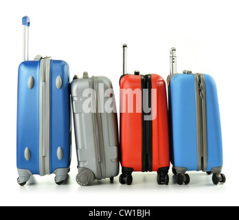Gepäck bestehend aus Koffer isoliert auf weiss Stockfoto