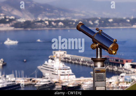 Fernglas Blick auf Monaco, Monte Carlo Stockfoto