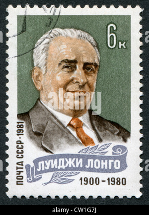 USSR-CIRCA 1981 A Briefmarke gedruckt in der UdSSR, Abbildung zeigt die italienischen und internationalen Arbeiterbewegung Luigi Longo, ca. 1981 Stockfoto