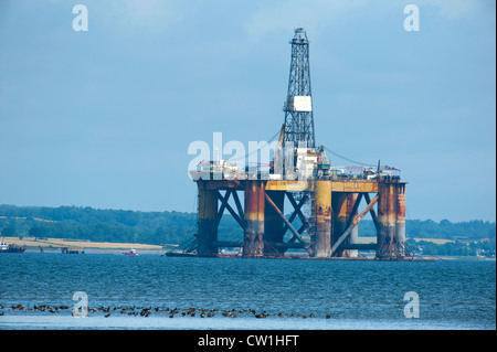 Öl-Bohrinsel JW McLean, betrieben von Transocean, im Cromarty Firth gewartet wird.  SCO 8283 Stockfoto