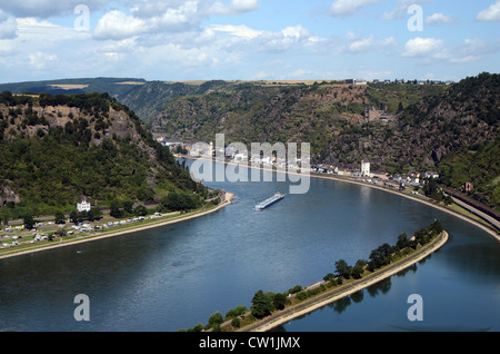 Blick von der Loreley-Felsen am Rhein in Deutschland Stockfoto