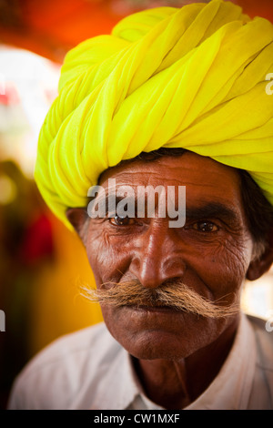 Porträt des älteren Menschen in Pushkar, Rajasthan, Indien Stockfoto
