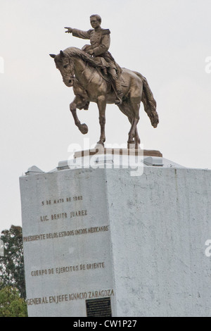 Monumento al General Ignacio Zaragoza in Puebla, Mexiko. Ignacio Zaragoza Seguín war ein General in der mexikanischen Armee. Stockfoto