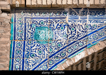 Detail der Handarbeit an Fassade, Matniyaz Divan-geplanten Madrasah Chiwa, Usbekistan Stockfoto