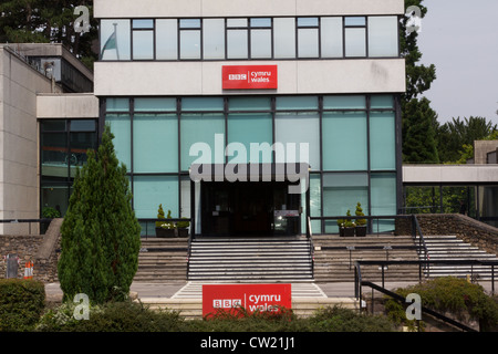 Eingang der ehemaligen BBC Wales Cymru-Gebäude in Llandaf, Cardiff. Die BBC hat sich nun in das Zentrum von Cardiff umgestellt. Stockfoto