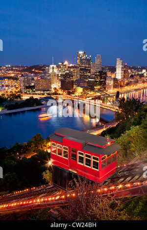 Die Duquesne Incline, Pittsburgh, Pennsylvania, Monongahela River hinter Stockfoto