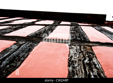 Detail des mittelalterlichen Holz und Gips auf Gebäude in Lavenham Stockfoto