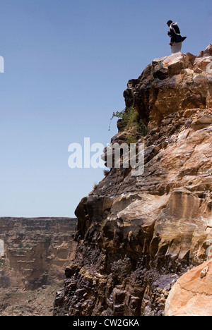 Landschaft in der Nähe von Zakati, Highland, Jemen, West-Asien, Arabische Halbinsel. Stockfoto