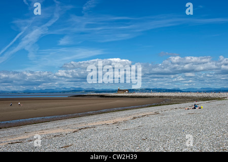 Meer und Strand in Morecambe in Lancashire Stockfoto