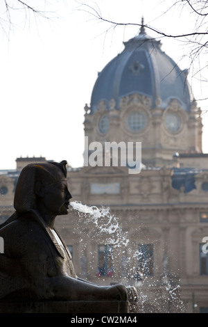 La Fontaine du Palmier, Place du Châtelet, Paris, Frankreich. Stockfoto