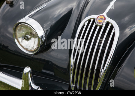 Kühlergrill und Abzeichen, Jaguar XK 140 Stockfoto