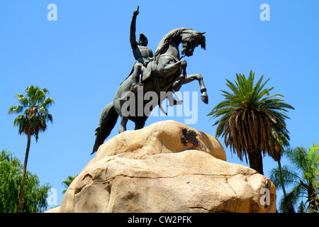 Mendoza Argentinien, Plaza San Martin, Reiterstatue, Denkmal, Unabhängigkeitskrieg General, Führer, Ehre, Armee der Anden, Militärkommandant, Patriot, Pferd Stockfoto