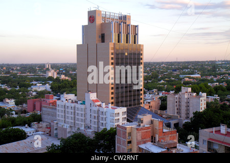 Mendoza Argentinien, Luftaufnahme von Edificio Gomez, Skyline, Gebäude, Skyline der Stadt, Hochhaus Wolkenkratzer Gebäude Sheraton Mendoza, Stockfoto