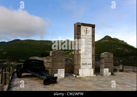 Denkmal der Schlacht bei Col de Teghime, Korsika, Frankreich Stockfoto