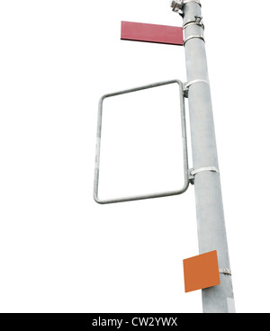 Leere Zeichen in das Hauptzentrum der Stadt isoliert auf einem weißen Hintergrund. Stockfoto