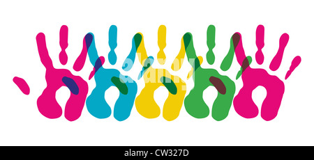 Multicolor kreative Vielfalt Hände isolierten Symbol. Vektor-Illustration für einfache Handhabung und individuelle Färbung geschichtet. Stockfoto