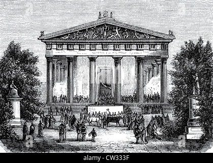 Prozession um den Tempel des Aphaiatempels in Ägina 2 Stockfoto