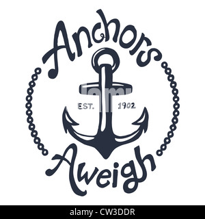 Vintage-Stil nautischen Anker und Text design Stockfoto