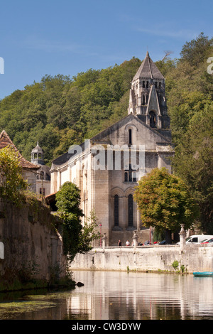 Brantôme, Brantome, Brücke, Abtei auf dem Fluss Dronne, Dordogne, Frankreich, Europa Stockfoto