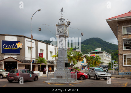 Ein Uhrturm in Victoria, Mahe, Seychellen Stockfoto