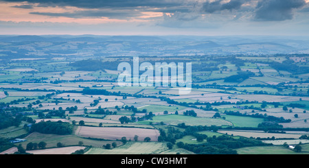 Blick über Shropshire von Clee Hill Stockfoto