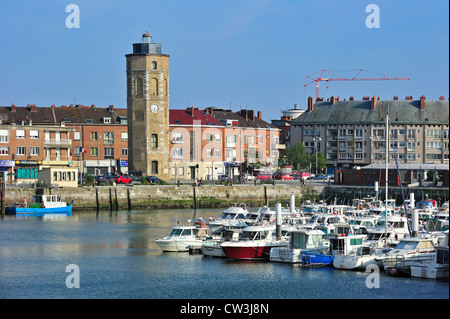 Die Tour du Leughenaer / Lügners Turm im Hafen von Dünkirchen / Dunkerque, Nord-Pas-de-Calais, Frankreich Stockfoto